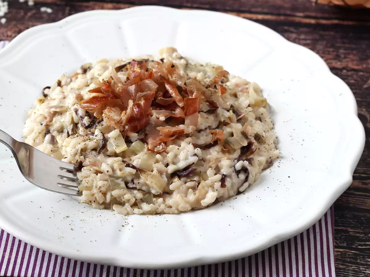 Cremiges und leckeres Risotto mit Radicchio, Speck und Philadelphia