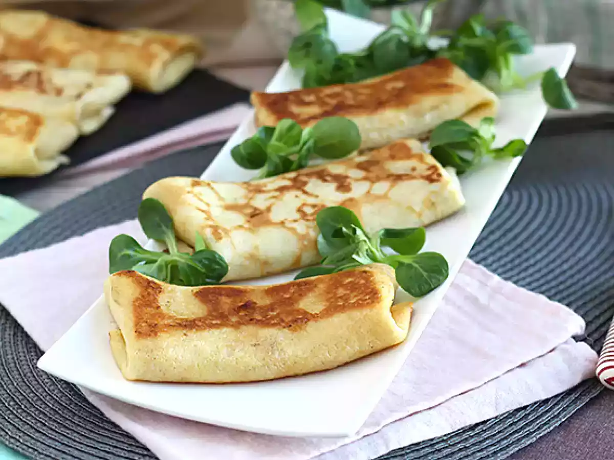 Crêpes gefüllt mit Béchamel, Käse und Schinken - foto 2