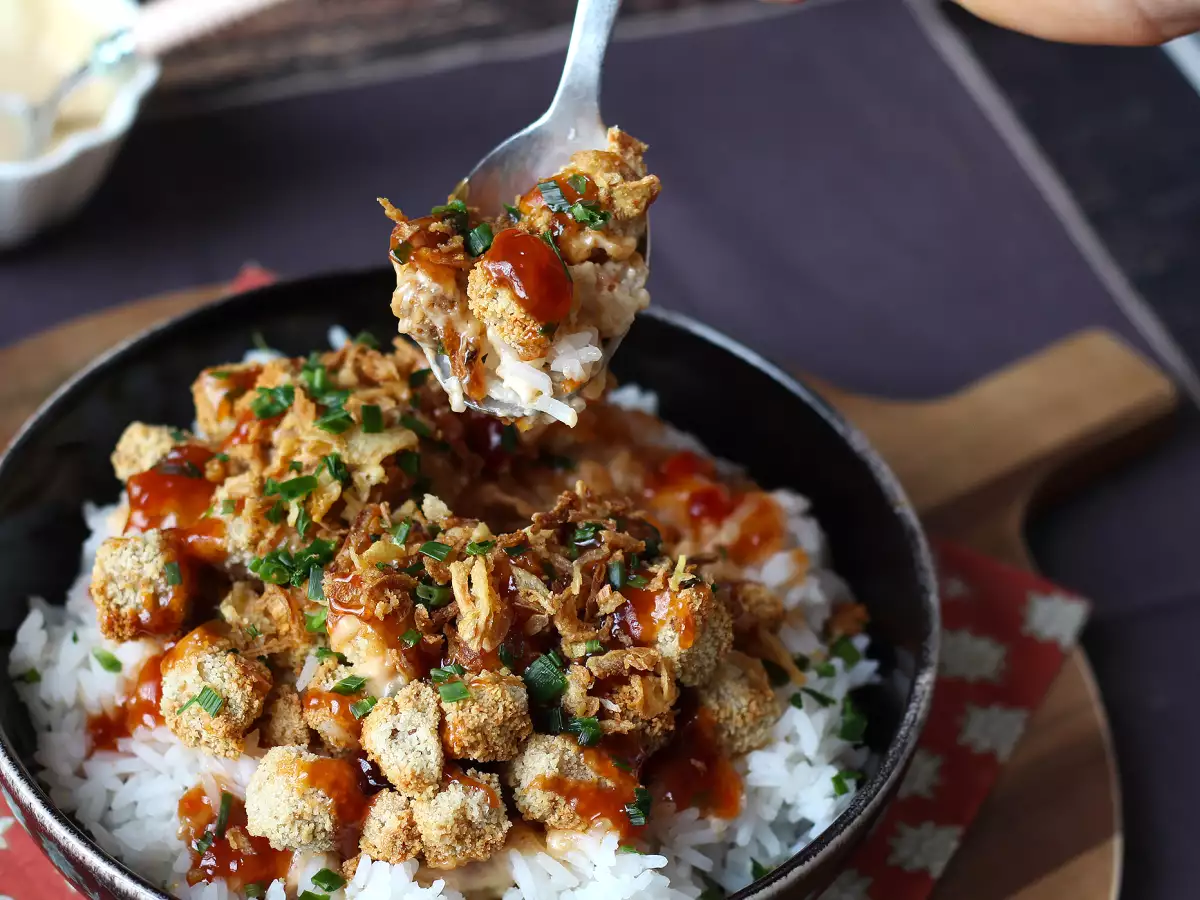 Crousty Tofu mit Reis und cremiger Sauce : knusprig und vegetarisch - foto 6