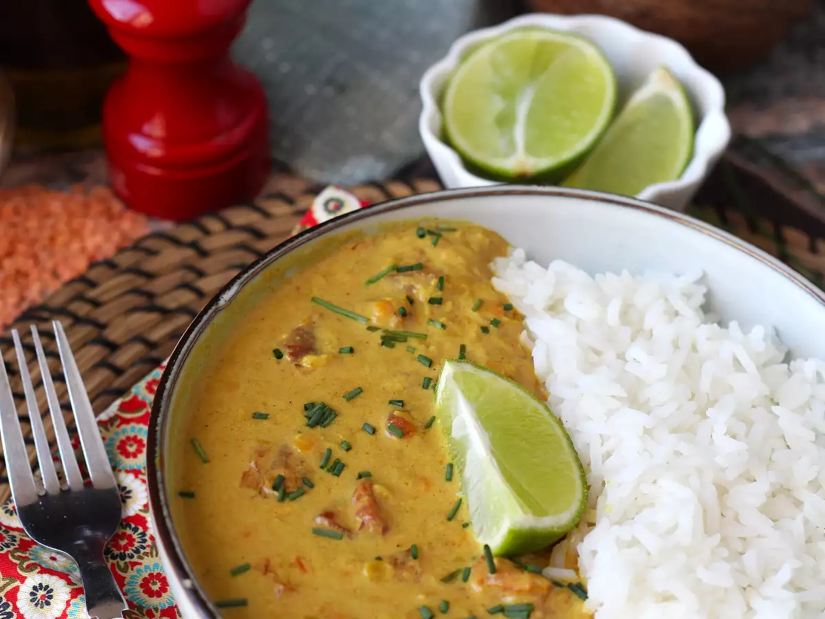 Curry mit roten Linsen und Kokosmilch: ein einfaches und cremiges Rezept - foto 2