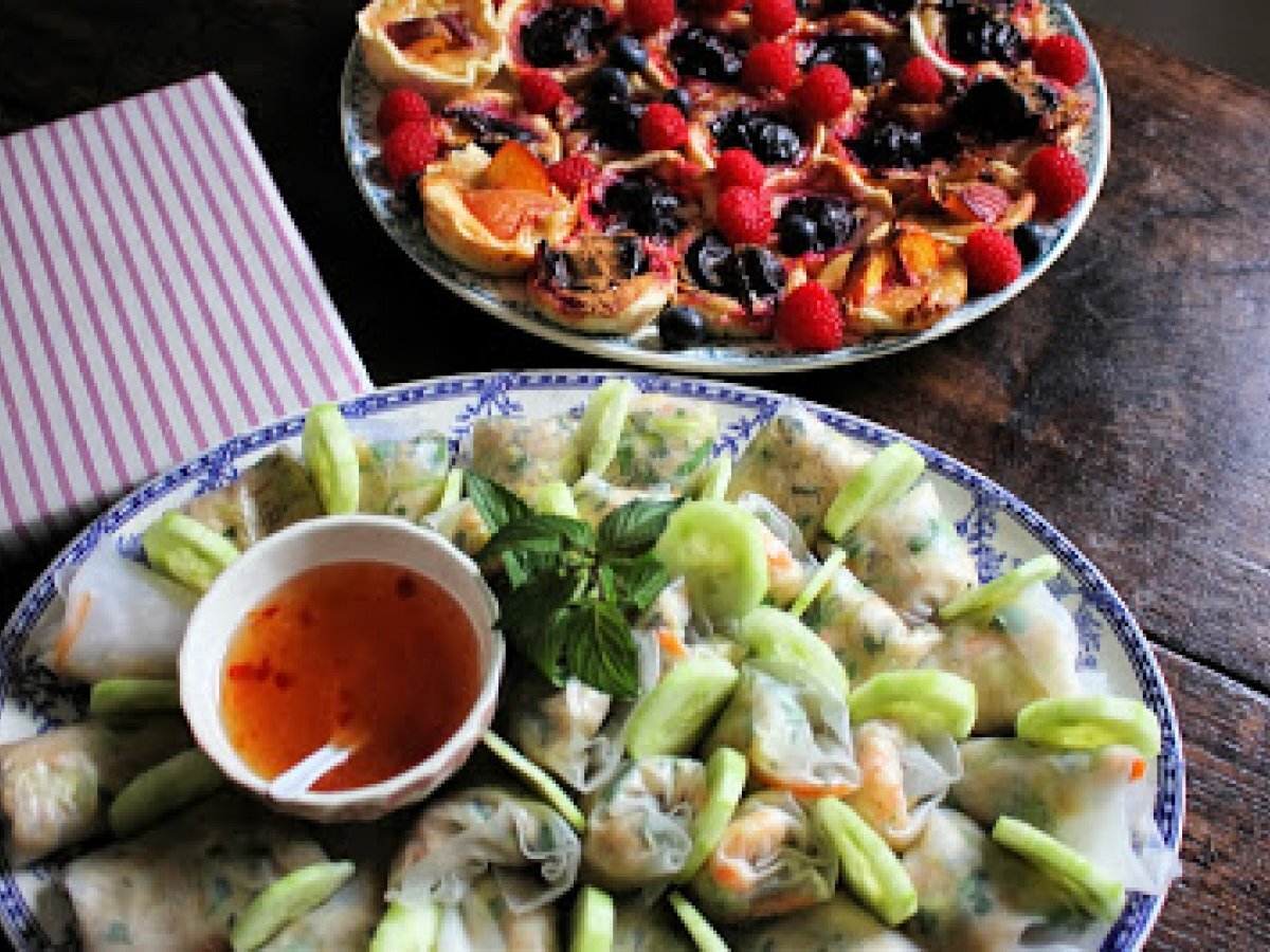 Das Glück rollen: Glücksrollen mit Garnelen-Koriander-Füllung