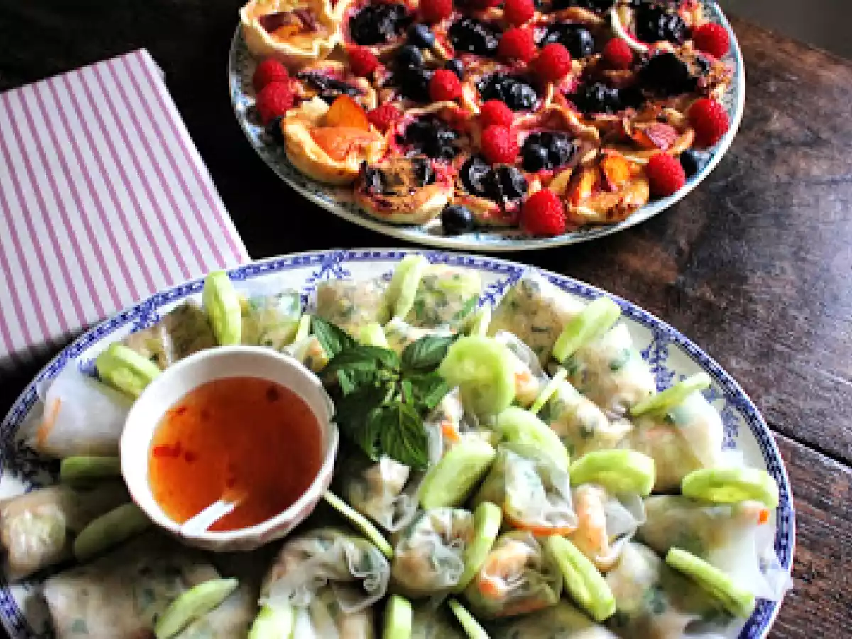 Das Glück rollen: Glücksrollen mit Garnelen-Koriander-Füllung