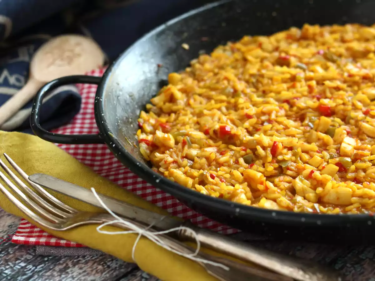 Einfacher Reis mit Tintenfisch