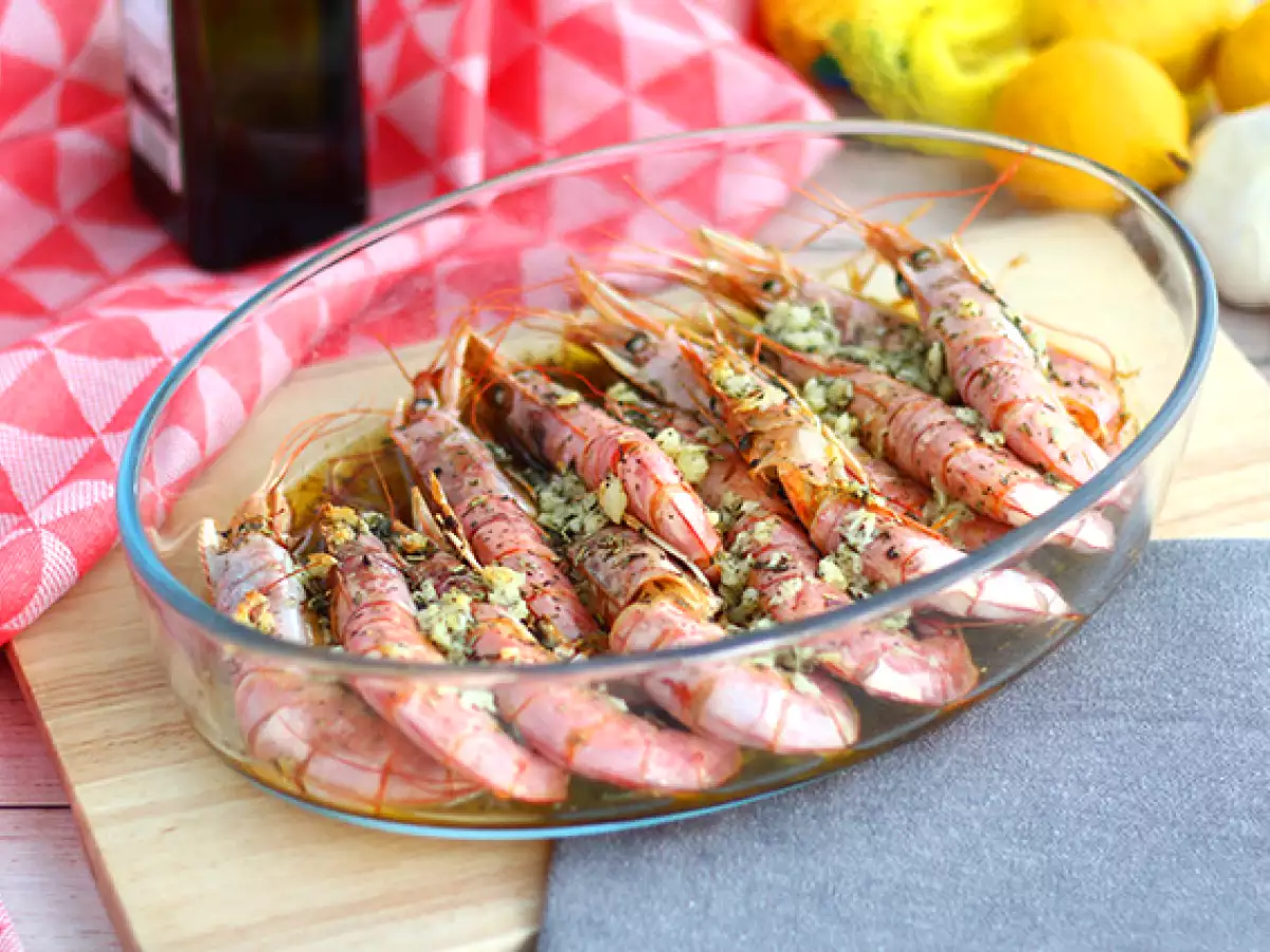 Gambas aus dem Ofen mit Knoblauch und Kräutern