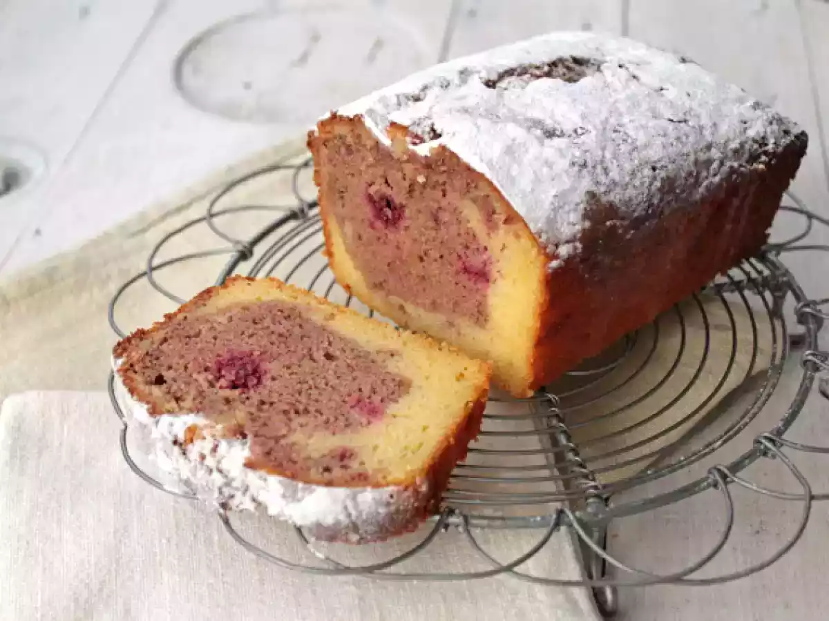 Gâteau marbré citron framboise