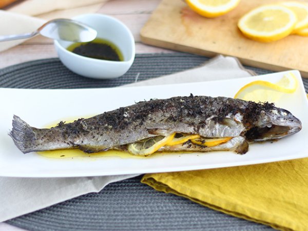 Rezept für gebackene forelle mit thymian und olivenöl