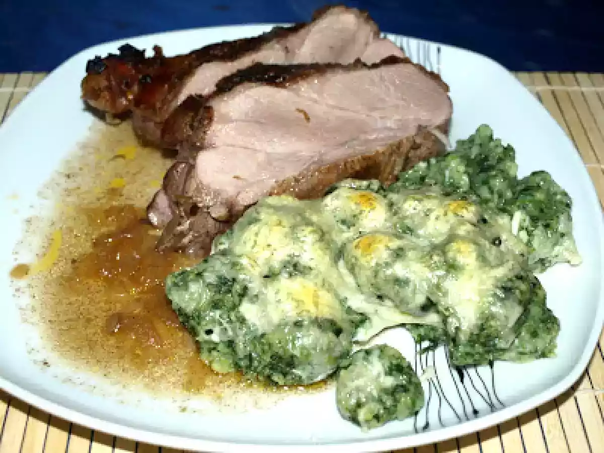 Gebratene Putenoberkeule mit Spinatspätzle