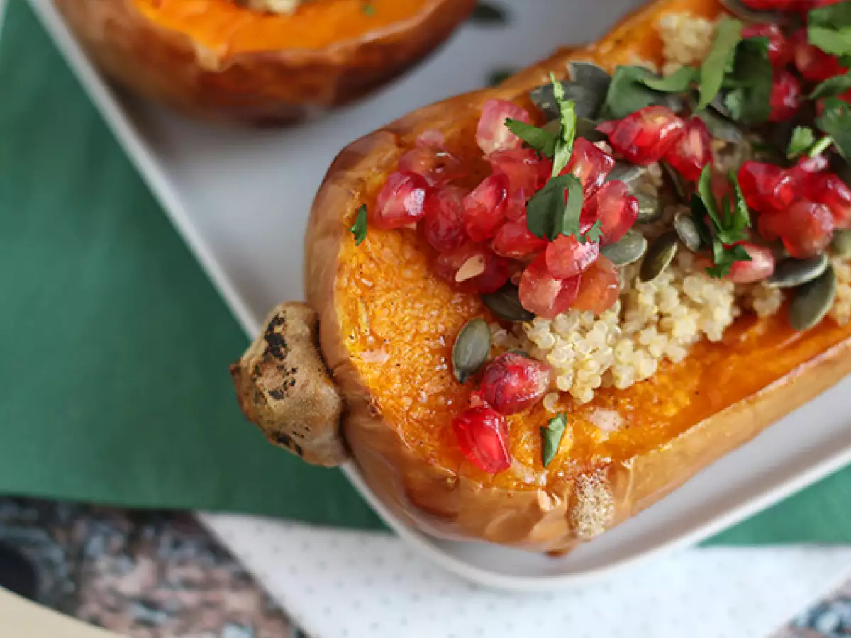 Gefüllter Butternut-Kürbis mit Quinoa und Granatapfel - foto 5
