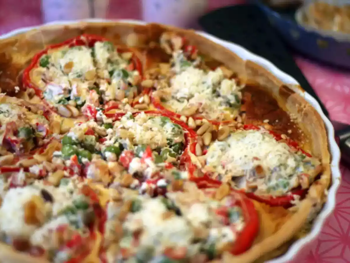 Gemüsequiche mit ricotta-erbsen