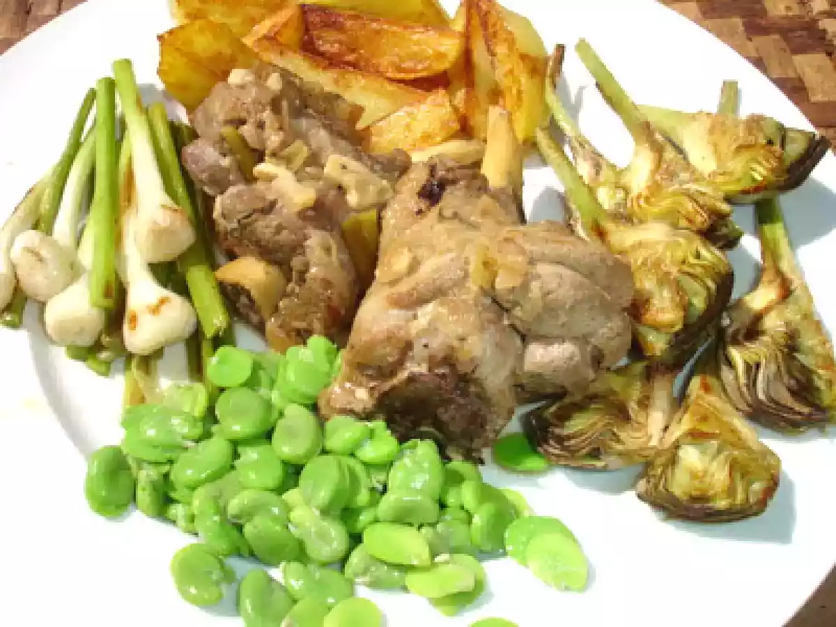 Geschmorte Lammhaxen mit Frühlingsgemüse