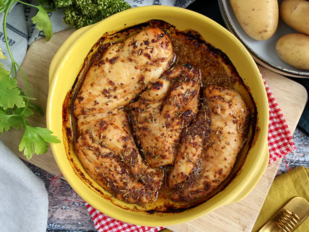 Hähnchen mit Honig und Senf aus dem Ofen