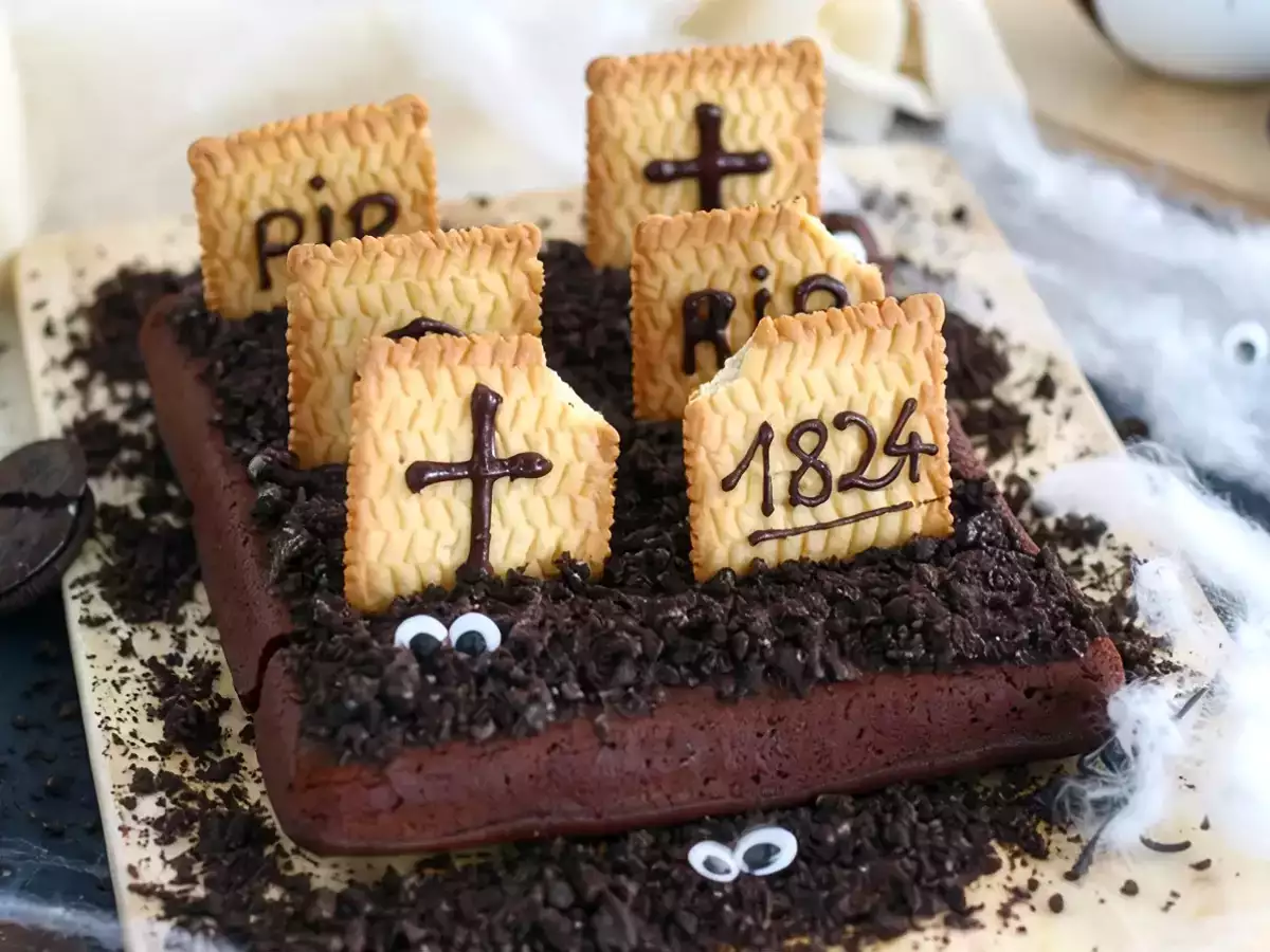 Halloween-Brownie als Friedhof : einfaches Grusel-Dessert - foto 2
