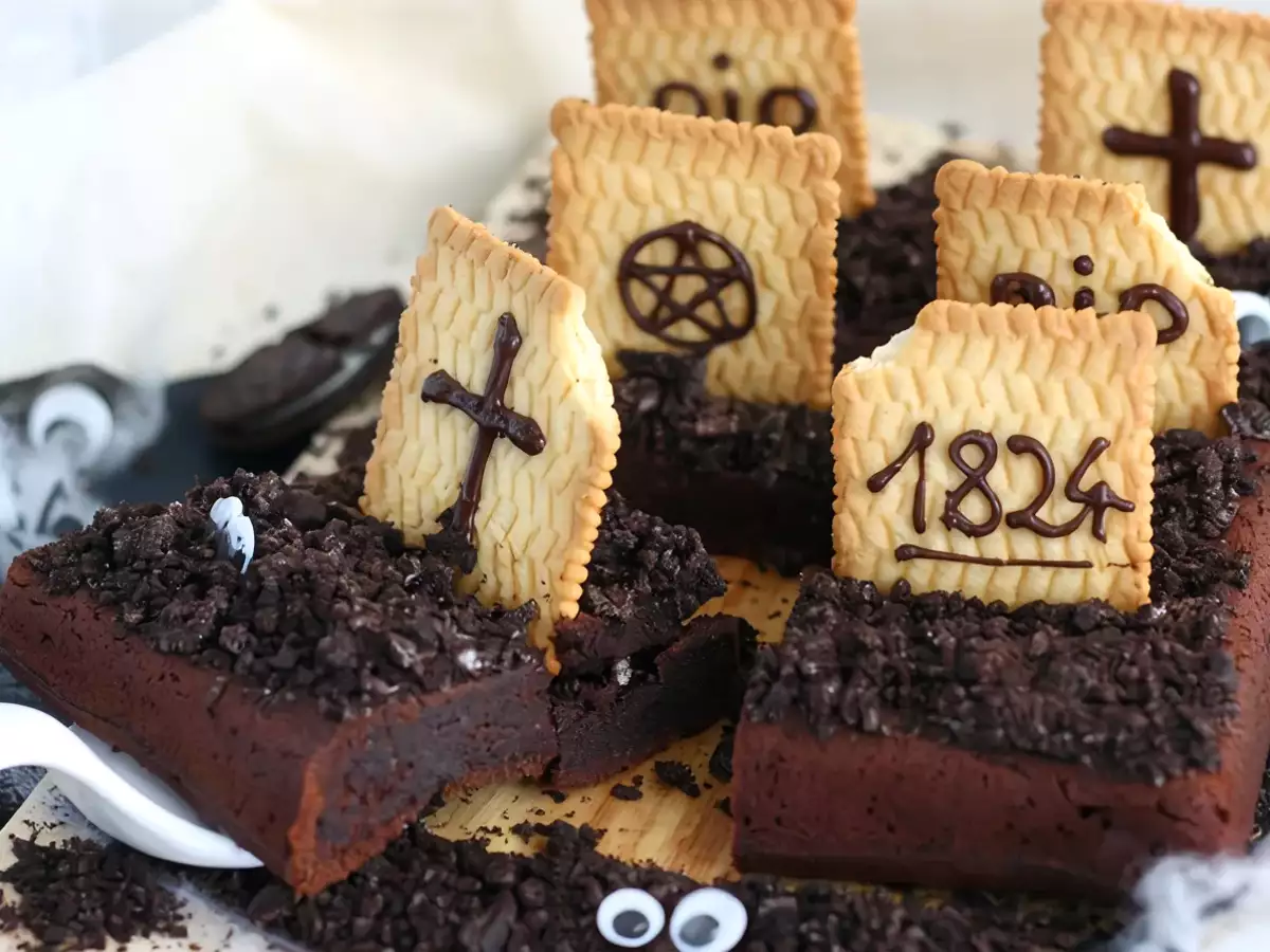 Halloween-Brownie als Friedhof : einfaches Grusel-Dessert - foto 4