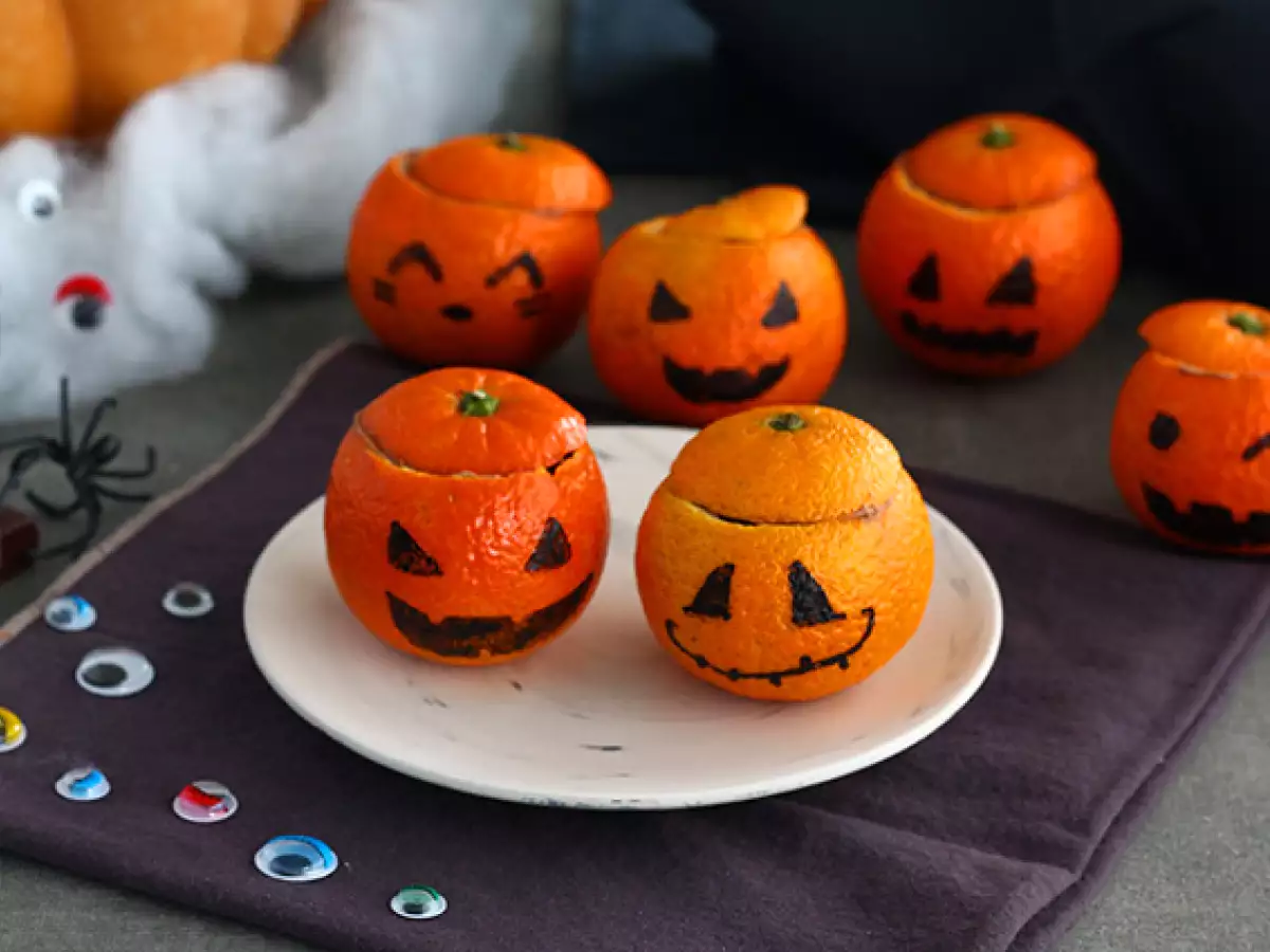 Halloween-Clementinen mit Schokomousse : einfaches Dessert