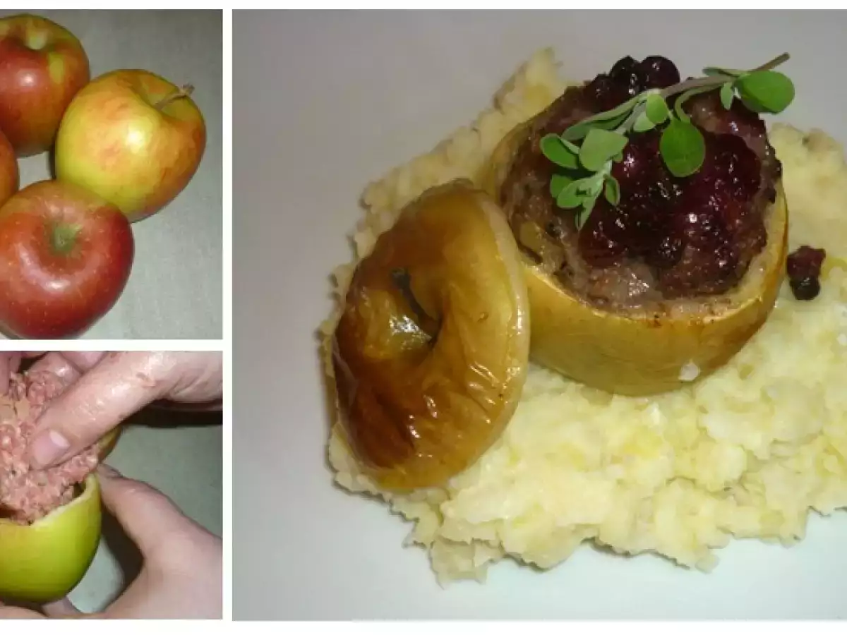 Herzhafter Bratapfel mit Hack und Preiselbeeren