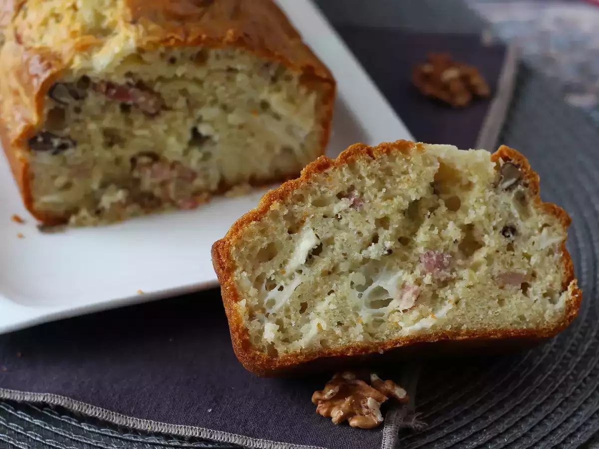 Herzhafter Kastenkuchen mit Speck, Ziegenkäse und Walnüssen - foto 5