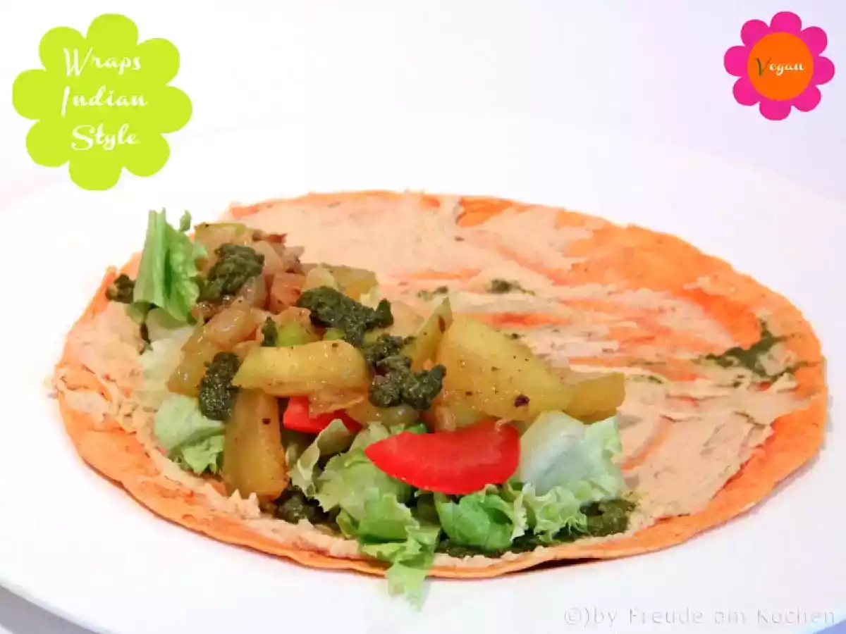 Indianstyle Wraps mit Lemon Hummus, Hari Chutney und Zucchini