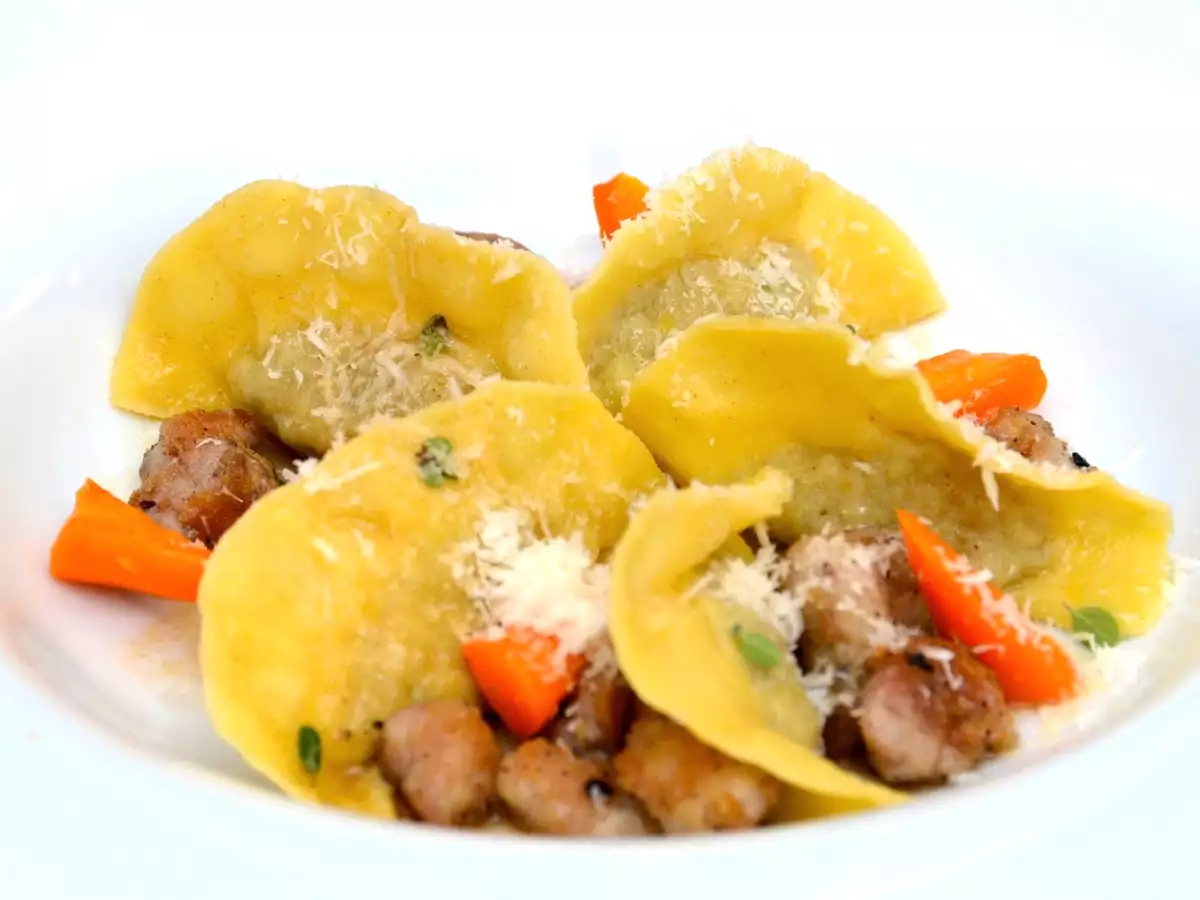 Kalbsravioli/Bries/Karotten -