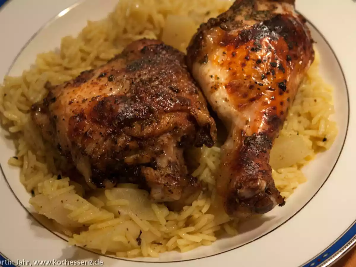 Kardamom-Hähnchen mit Schwarzwurzelreis