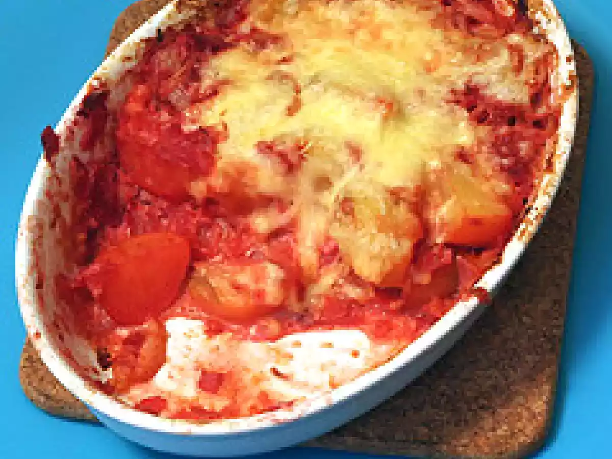 Kartoffelauflauf mit roter bete - rezept