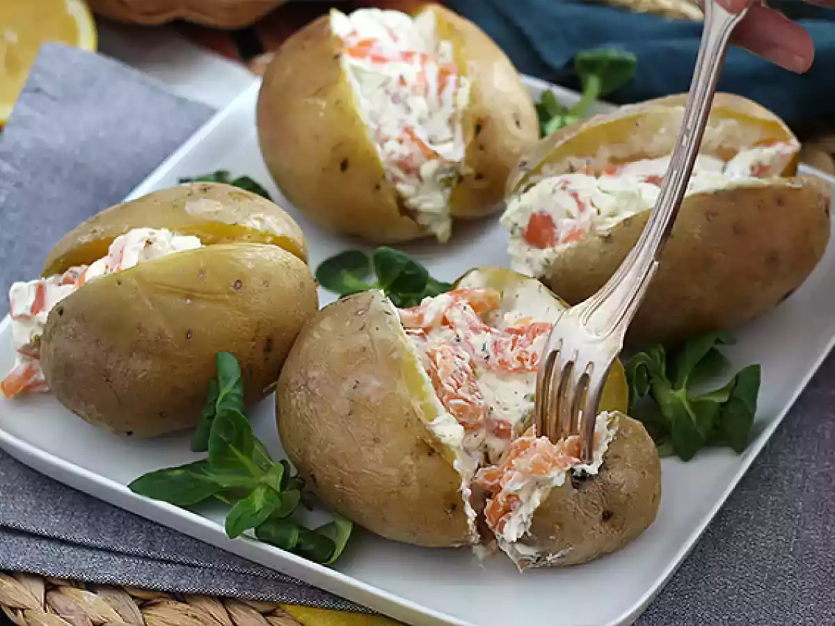 Kartoffeln gefüllt mit Räucherlachs und Frischkäse - foto 5