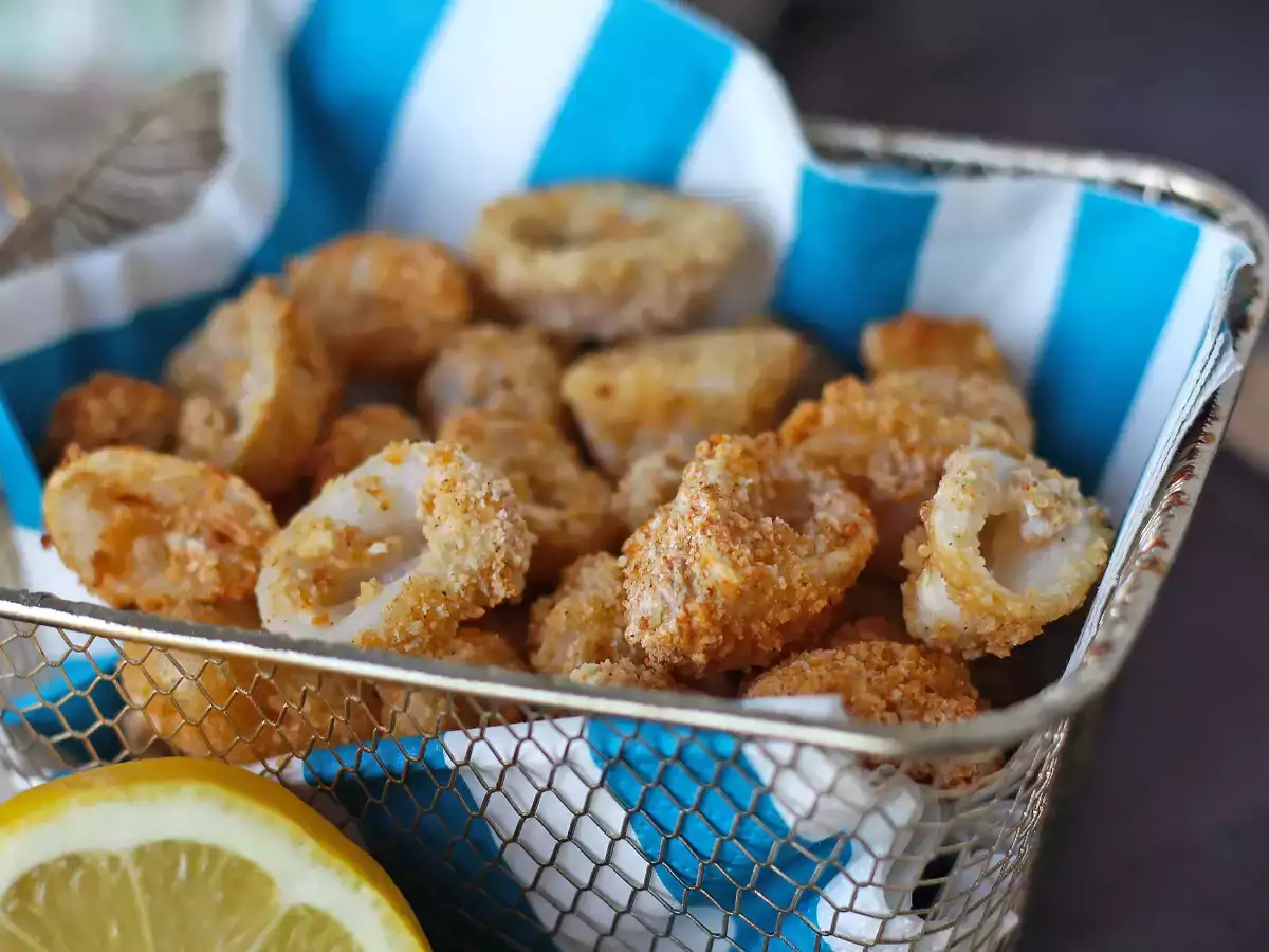 Knusprige und leichte Tintenfischringe aus der Heißluftfritteuse