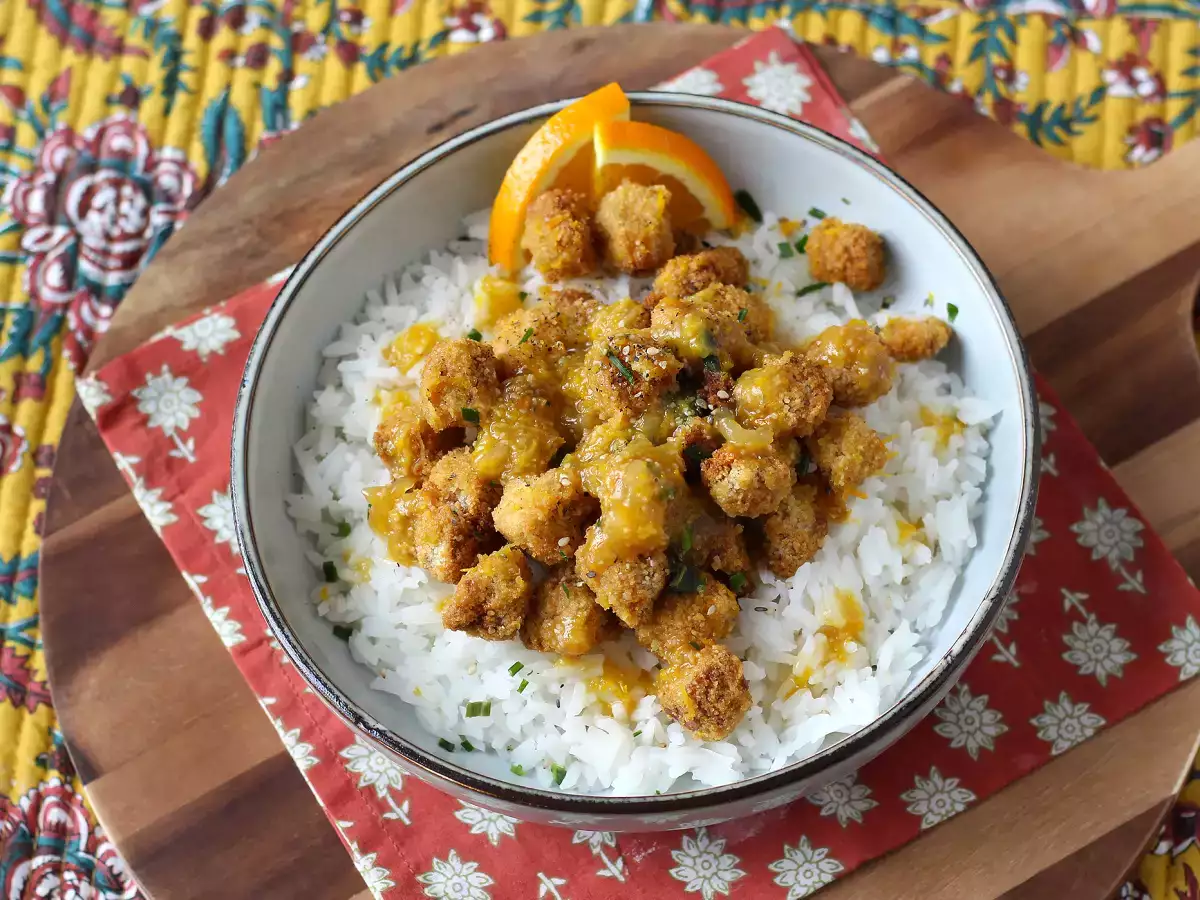 Knuspriger Tofu mit Orangensauce : einfaches Rezept - foto 2