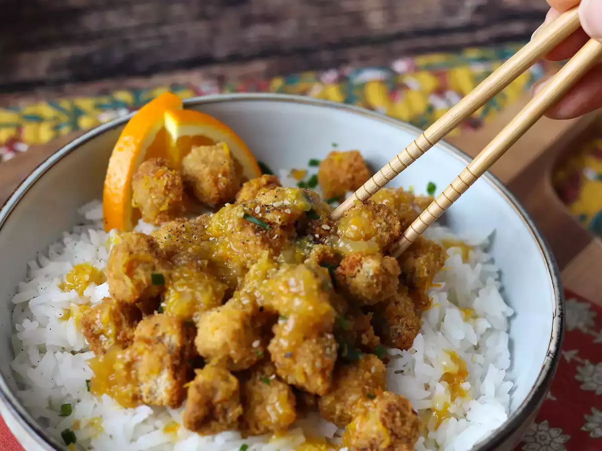 Knuspriger Tofu mit Orangensauce : einfaches Rezept - foto 5