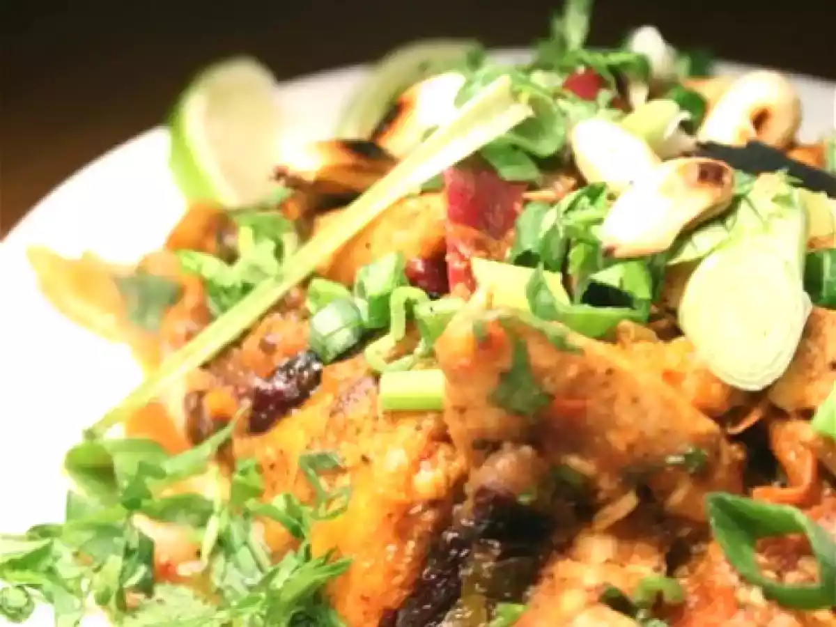 (Kreolisches) Aprikosen-Limetten-Hähnchen mit Mandeln&Koriander