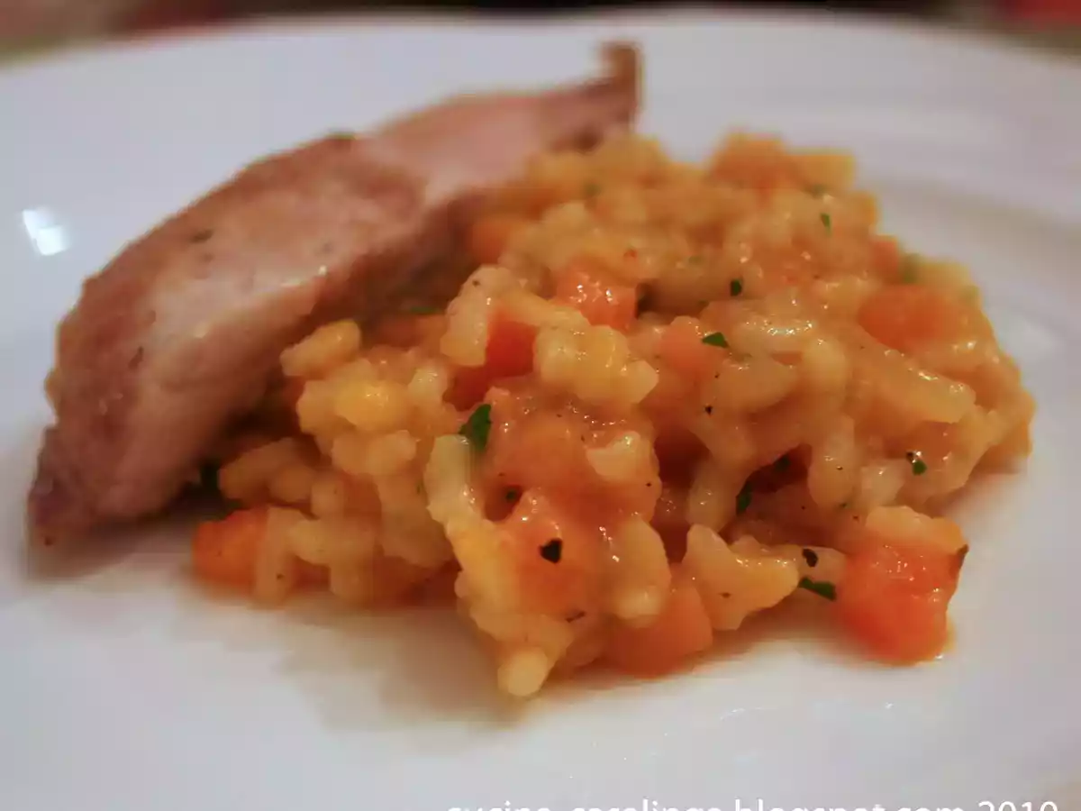 Kürbisrisotto mit Rebhuhn-Brust