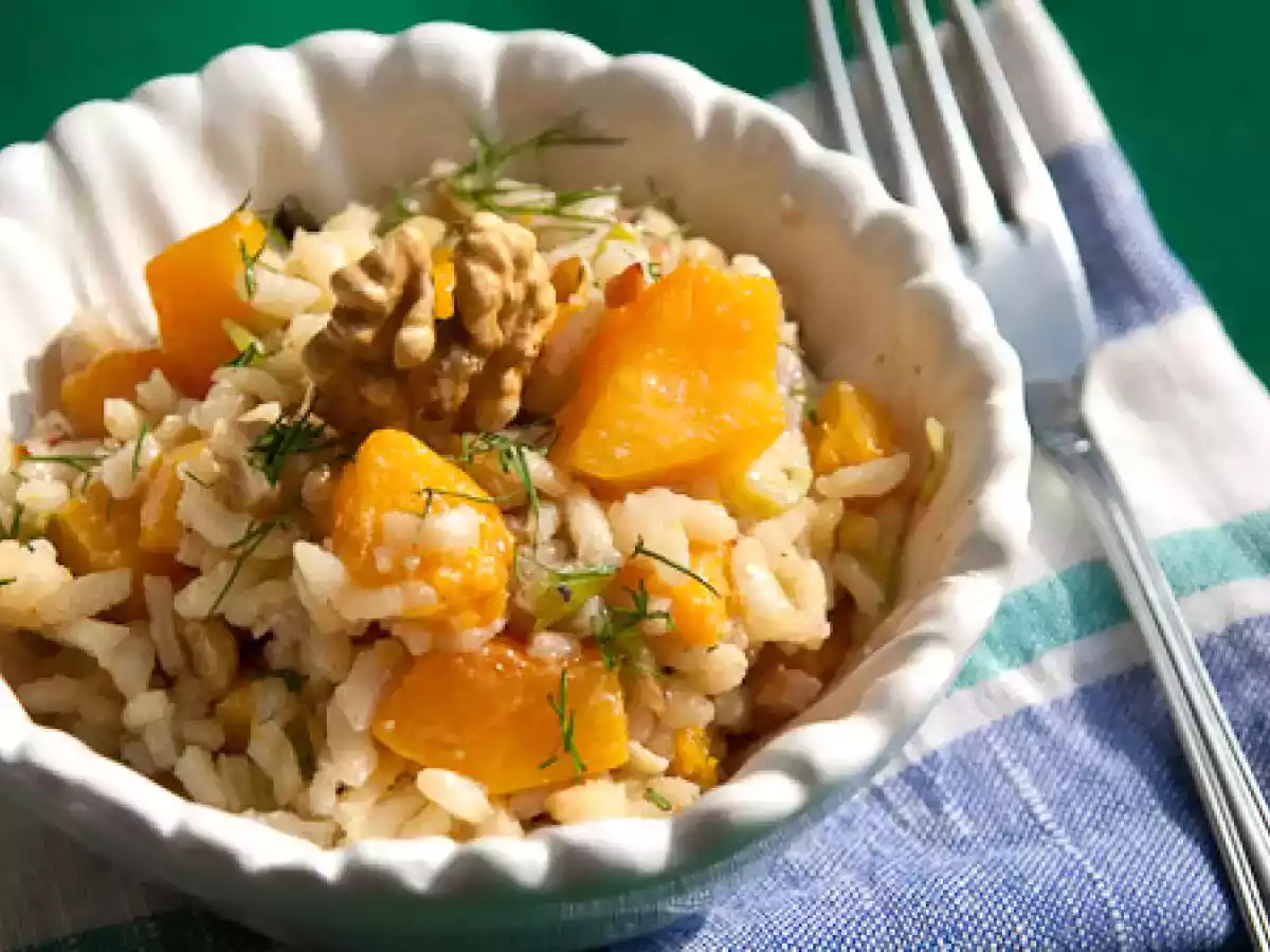 Kürbisrisotto mit Walnüssen