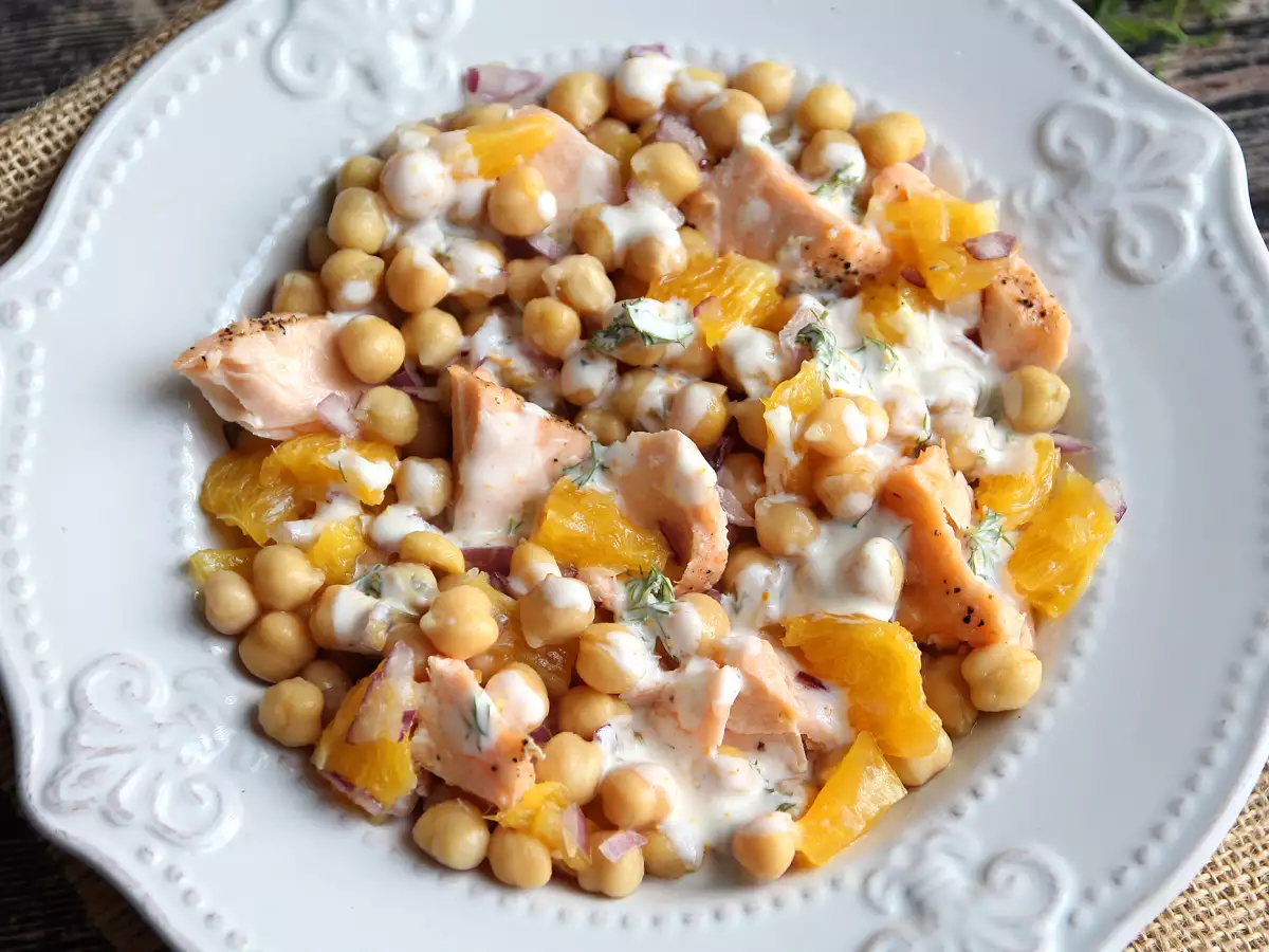 Lachs-Kichererbsen-Salat mit Orange - foto 4