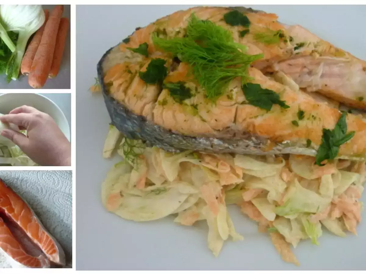 Lachssteak auf Fenchelsalat