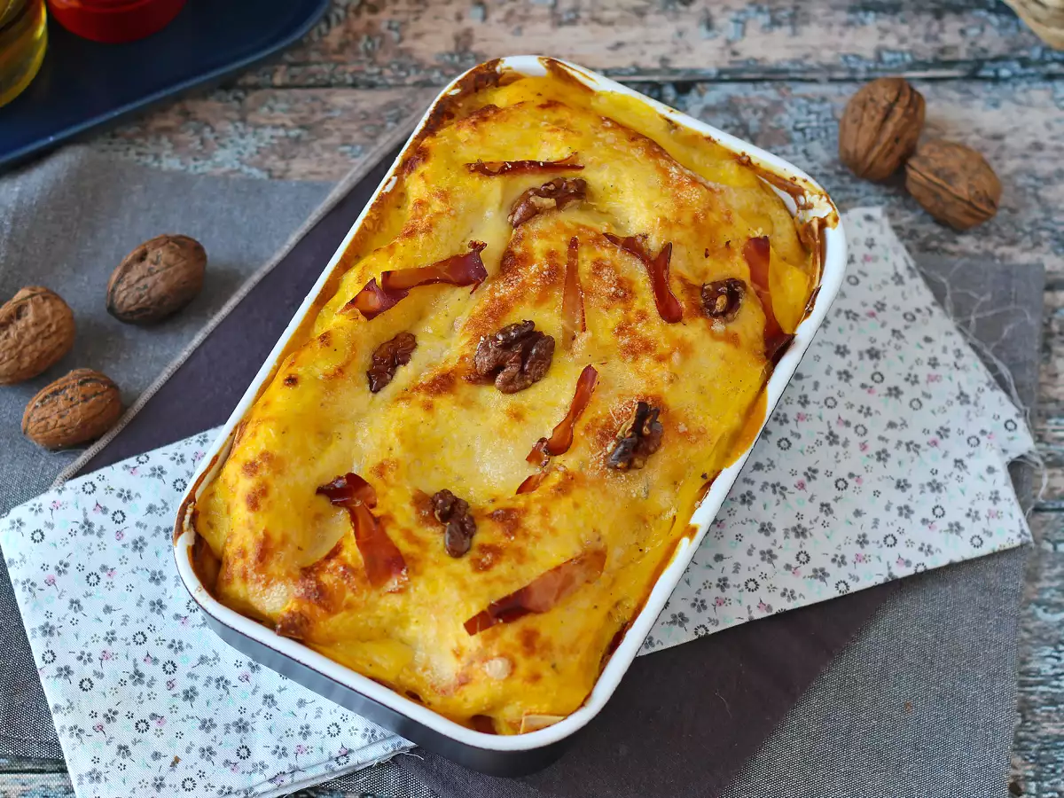 Lasagne mit Kürbis, Speck und Walnüssen – cremig und knusprig - foto 3