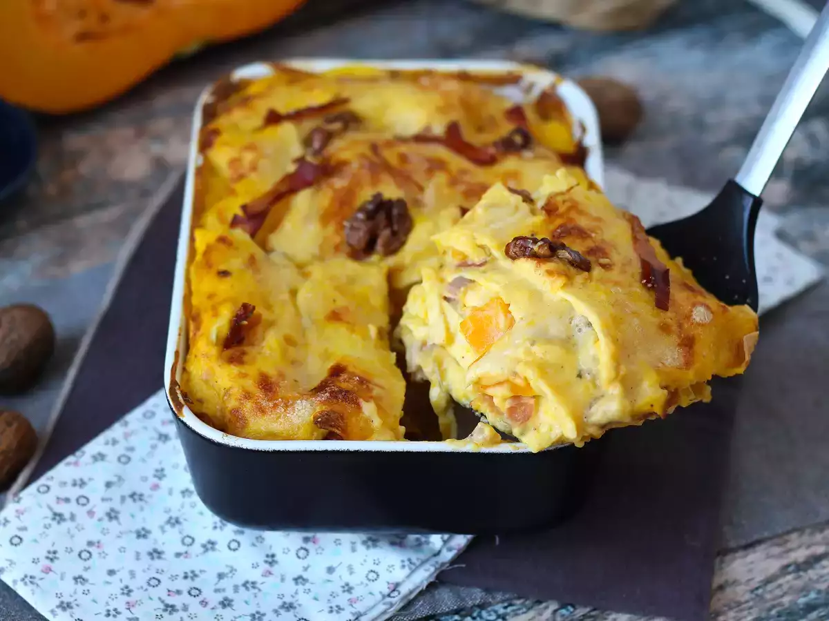 Lasagne mit Kürbis, Speck und Walnüssen – cremig und knusprig - foto 7