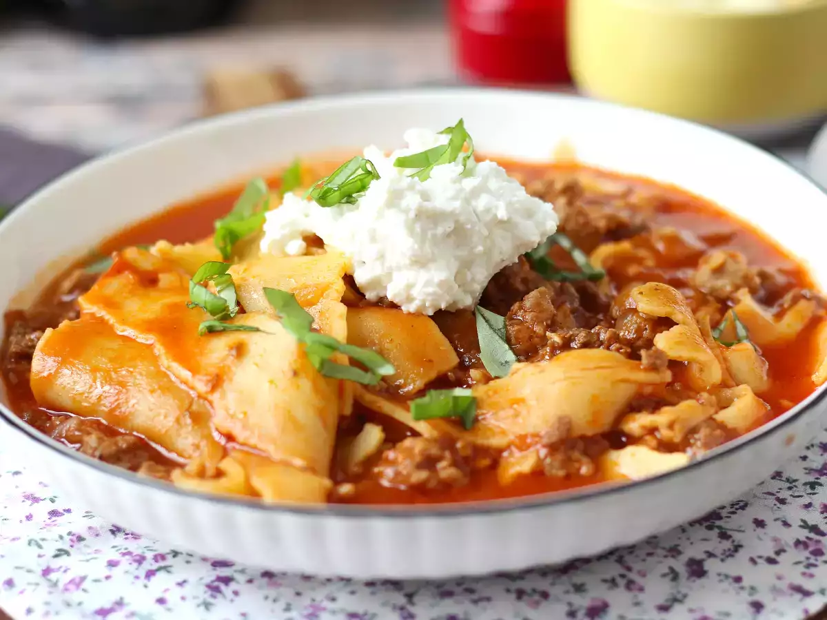 Lasagne-Suppe mit Hackfleisch : einfaches One-Pot-Rezept - foto 2
