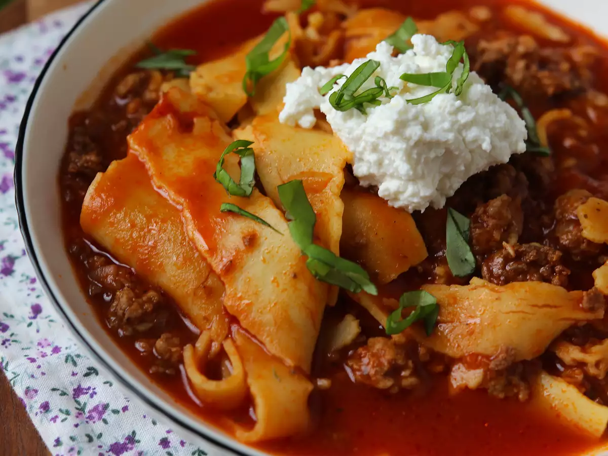 Lasagne-Suppe mit Hackfleisch : einfaches One-Pot-Rezept - foto 3