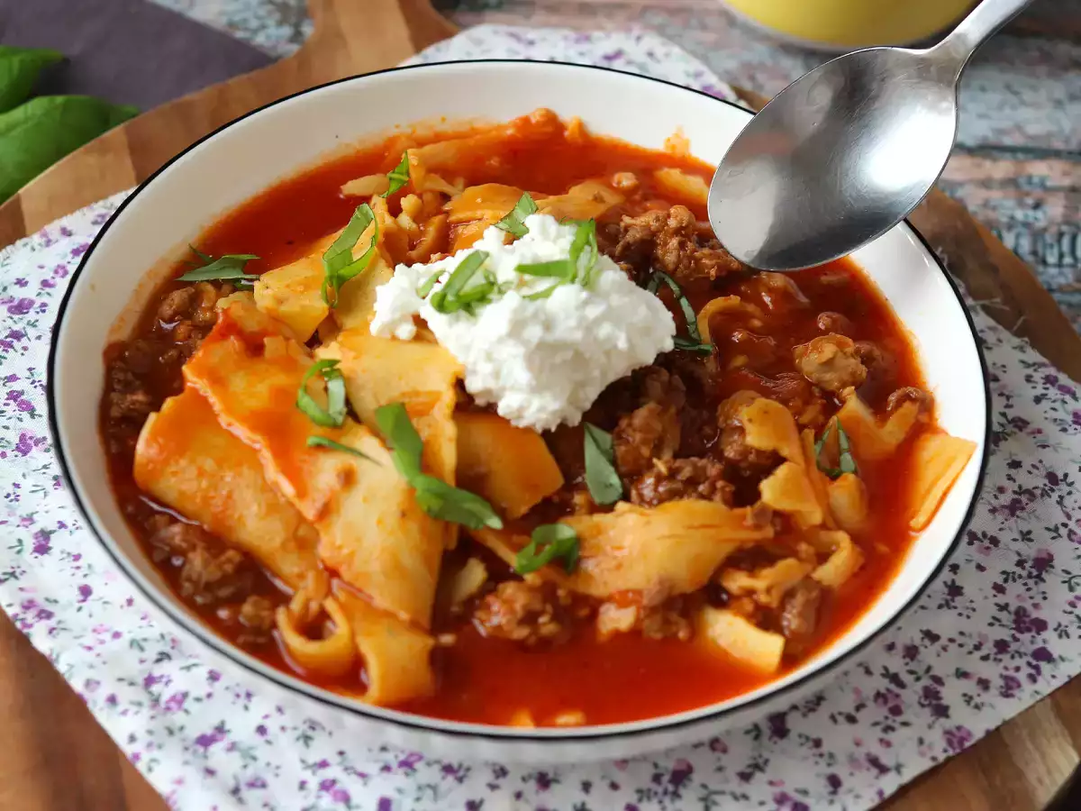 Lasagne-Suppe mit Hackfleisch : einfaches One-Pot-Rezept - foto 4