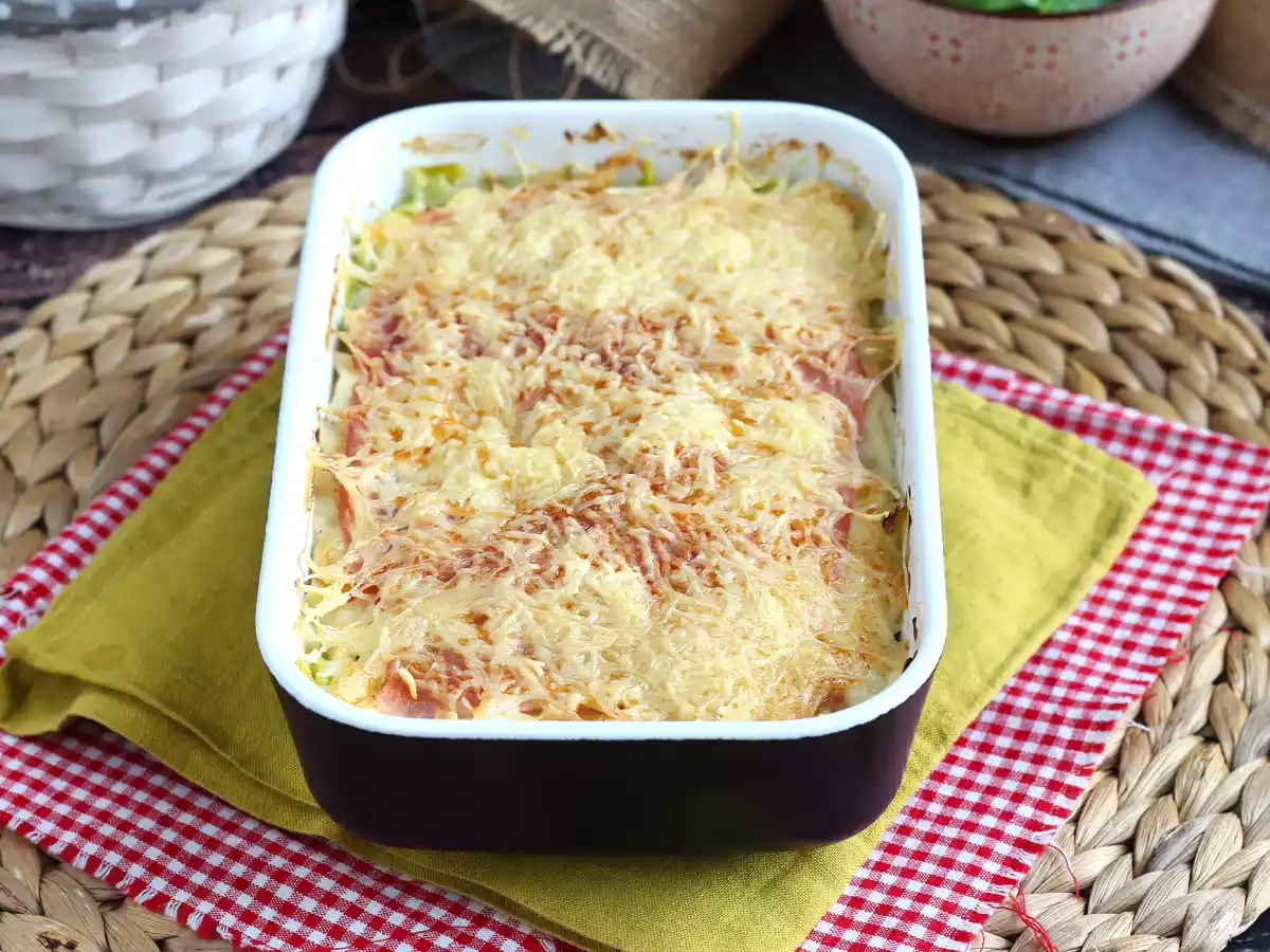 Lauchgratin mit Schinken und Käse - foto 2