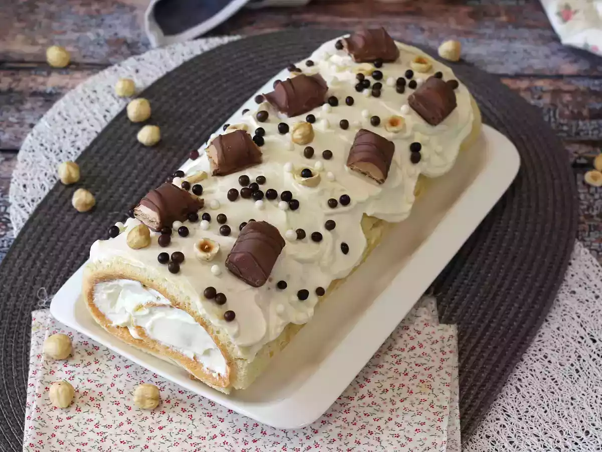 Leicht gerollt mit Kinder Bueno-Geschmack, perfekt als Geburtstagskuchen oder als Weihnachtsstollen! - foto 8