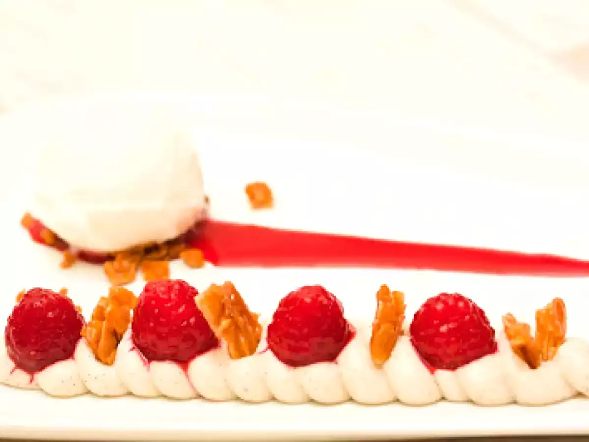 Mandelmilch Sorbet, Mandelcreme mit weißer Schokolade - foto 2