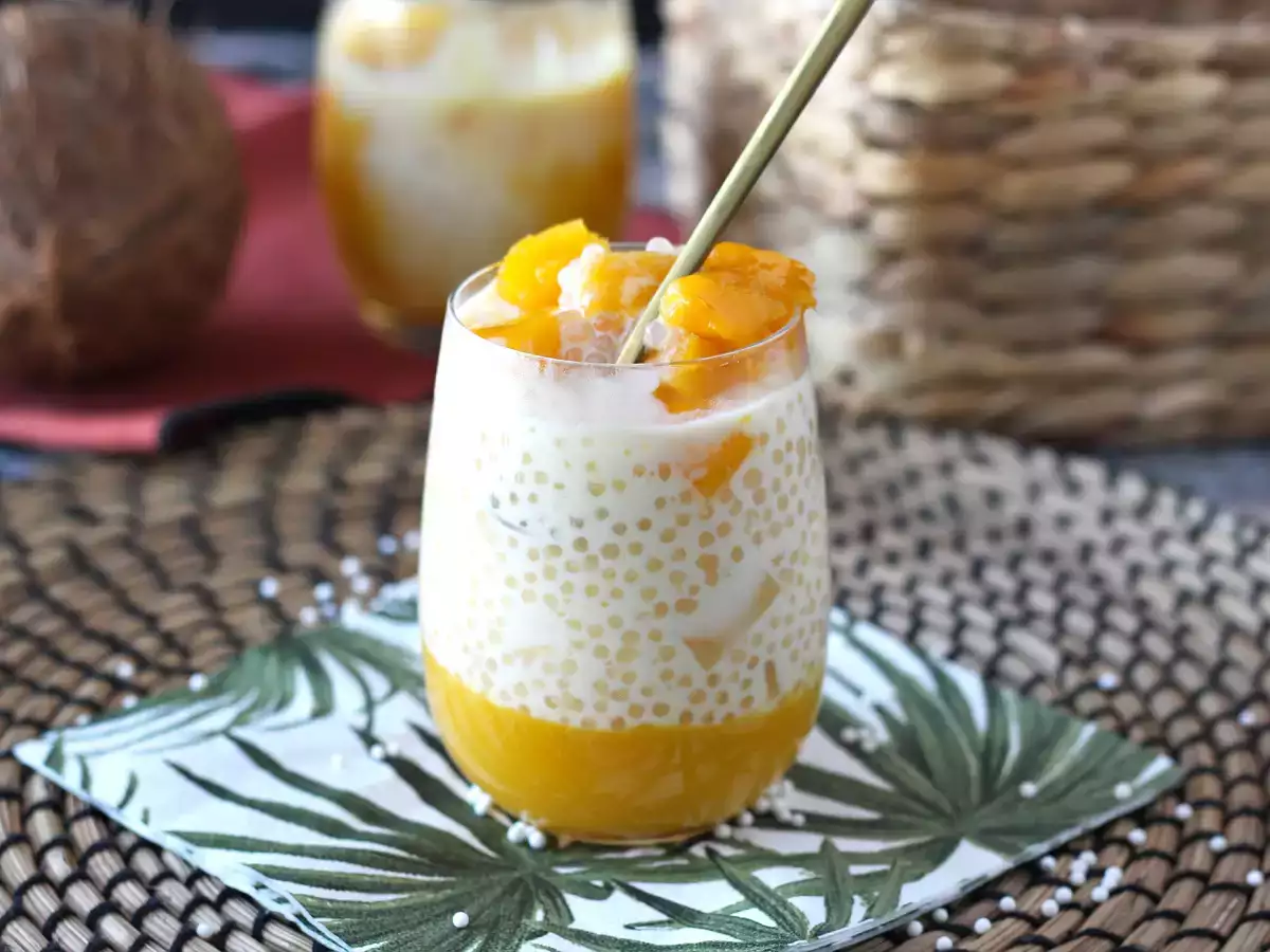 Mango-Sago, das asiatische Dessert mit Tapioka und Mango, das durch seine Einfachheit besticht. - foto 5