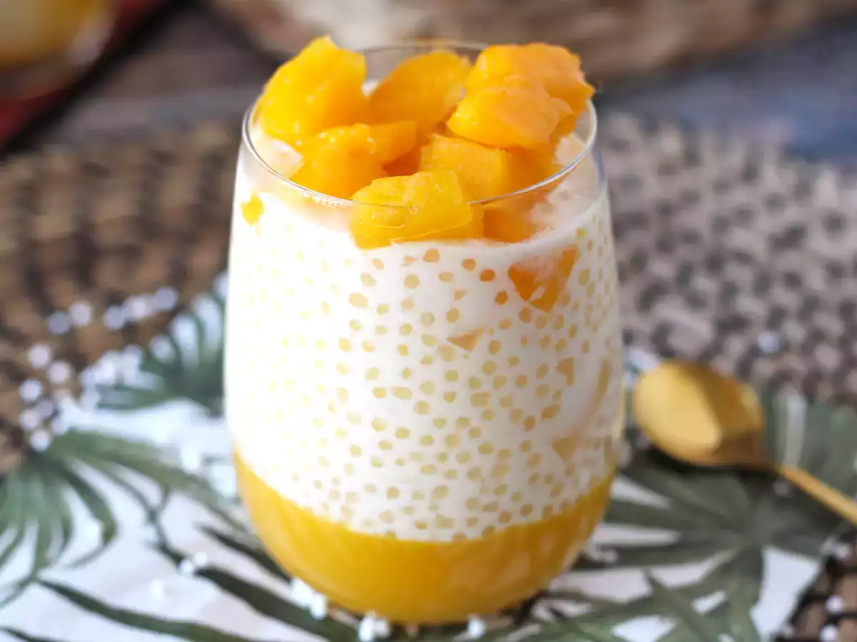 Mango-Sago, das asiatische Dessert mit Tapioka und Mango, das durch seine Einfachheit besticht. - foto 6