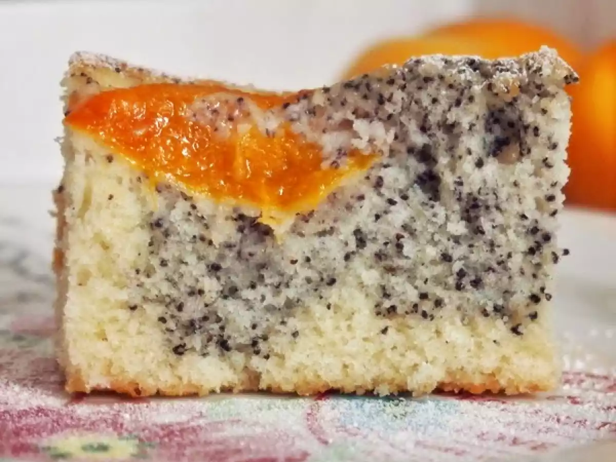 Mohn-Eierlikör-Kuchen mit Aprikosen