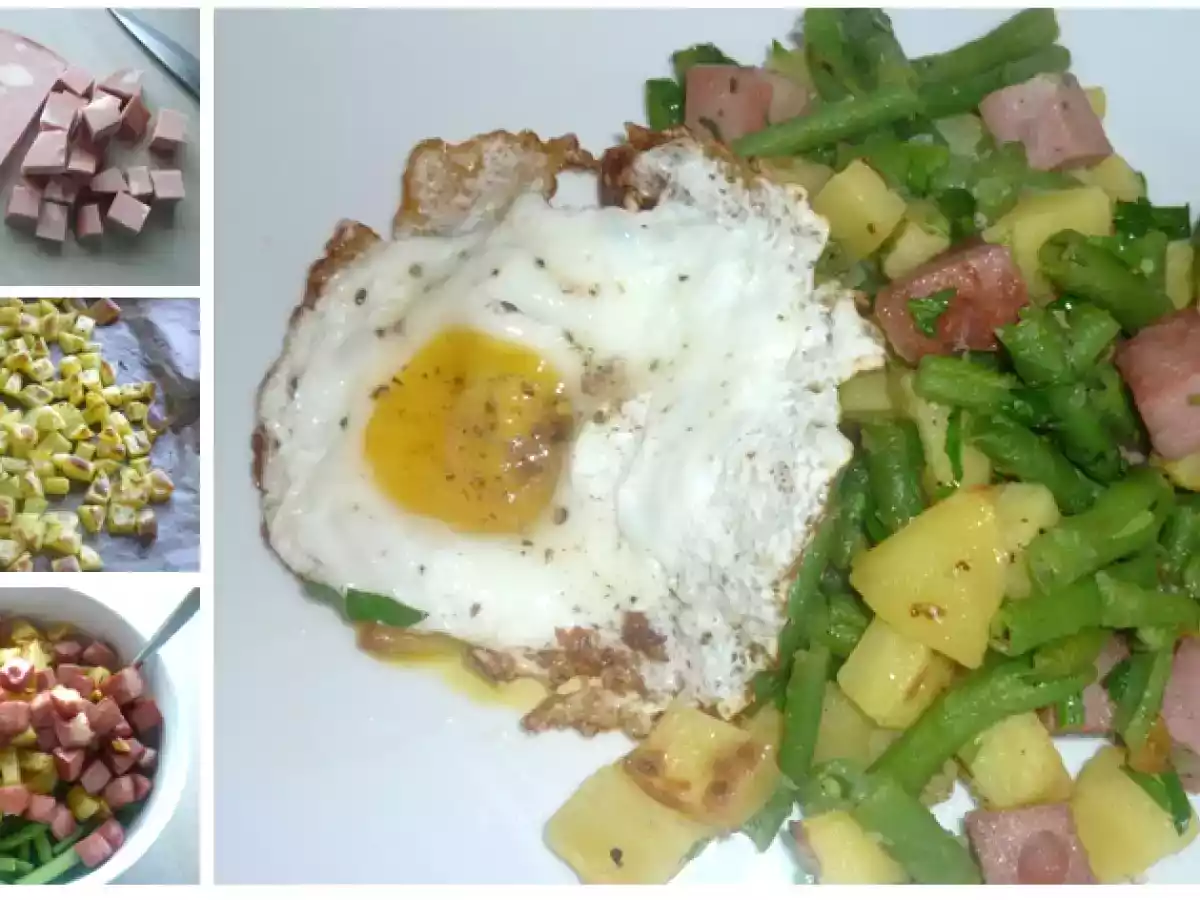 Mortadella-Salat nach Sarah Wiener mit Spiegelei