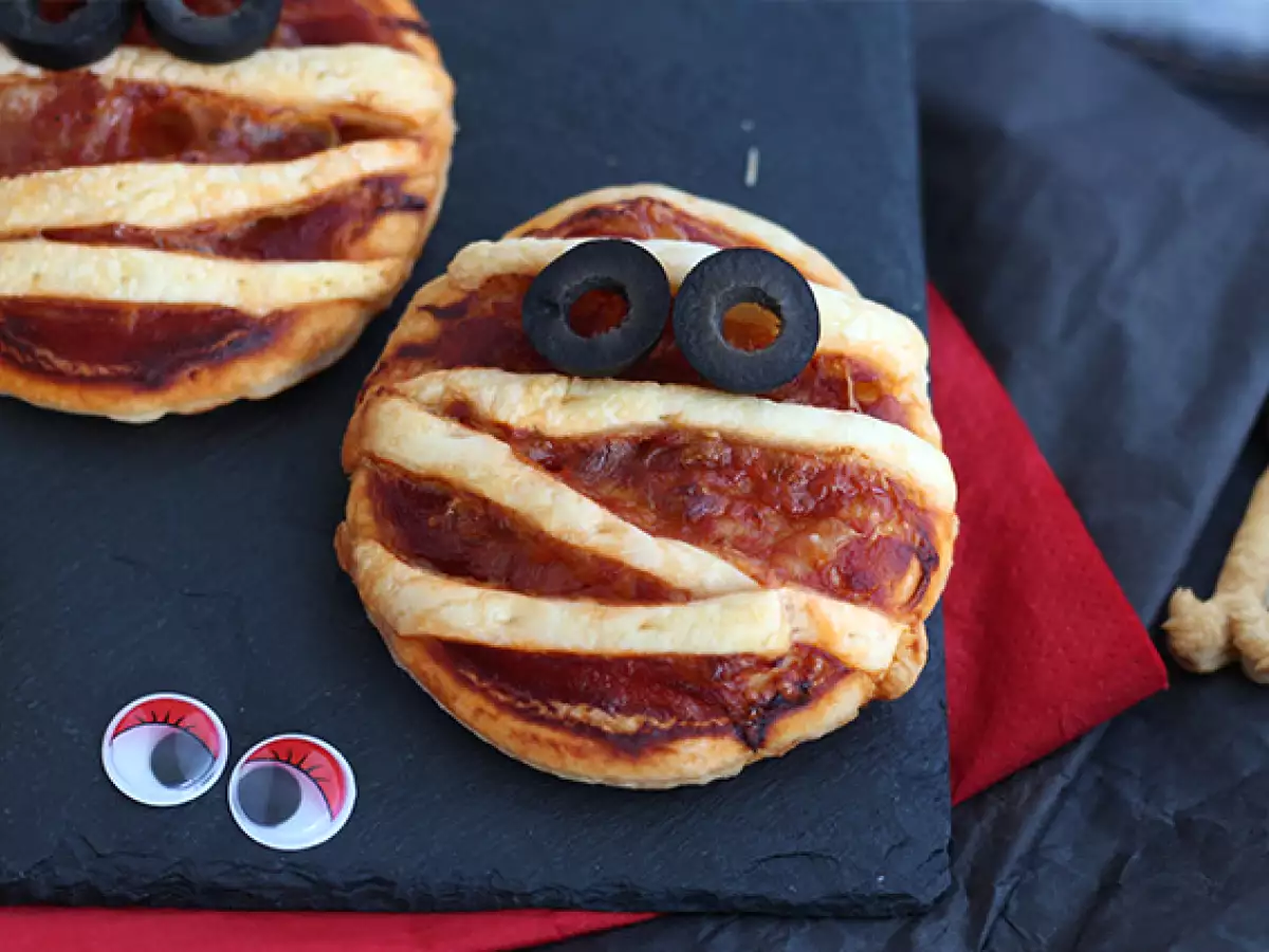 Mumien-Pizzen aus Blätterteig : einfacher Halloween-Snack - foto 3