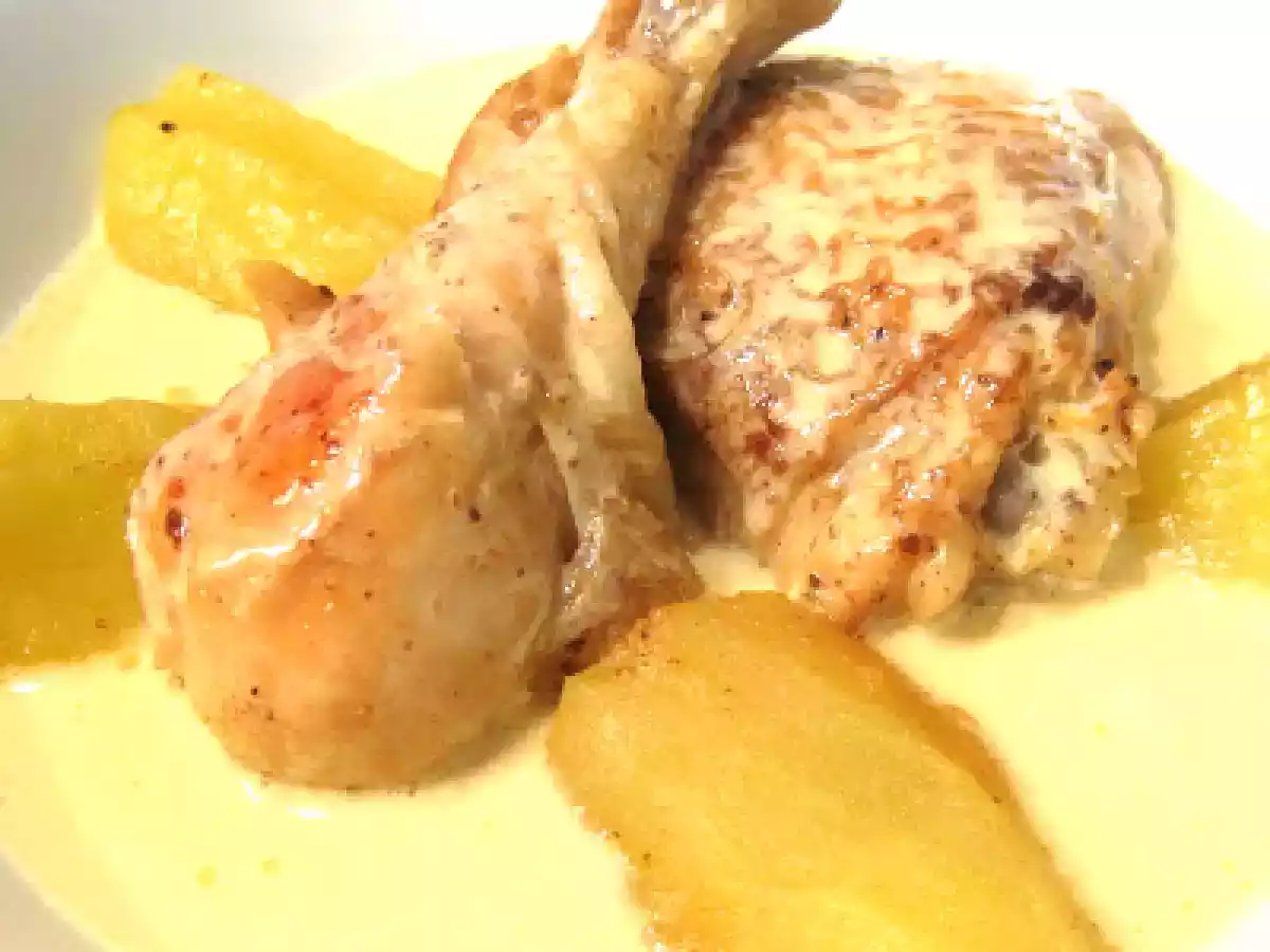 Nachgekocht: Huhn in Calvadosrahm und Äpfeln