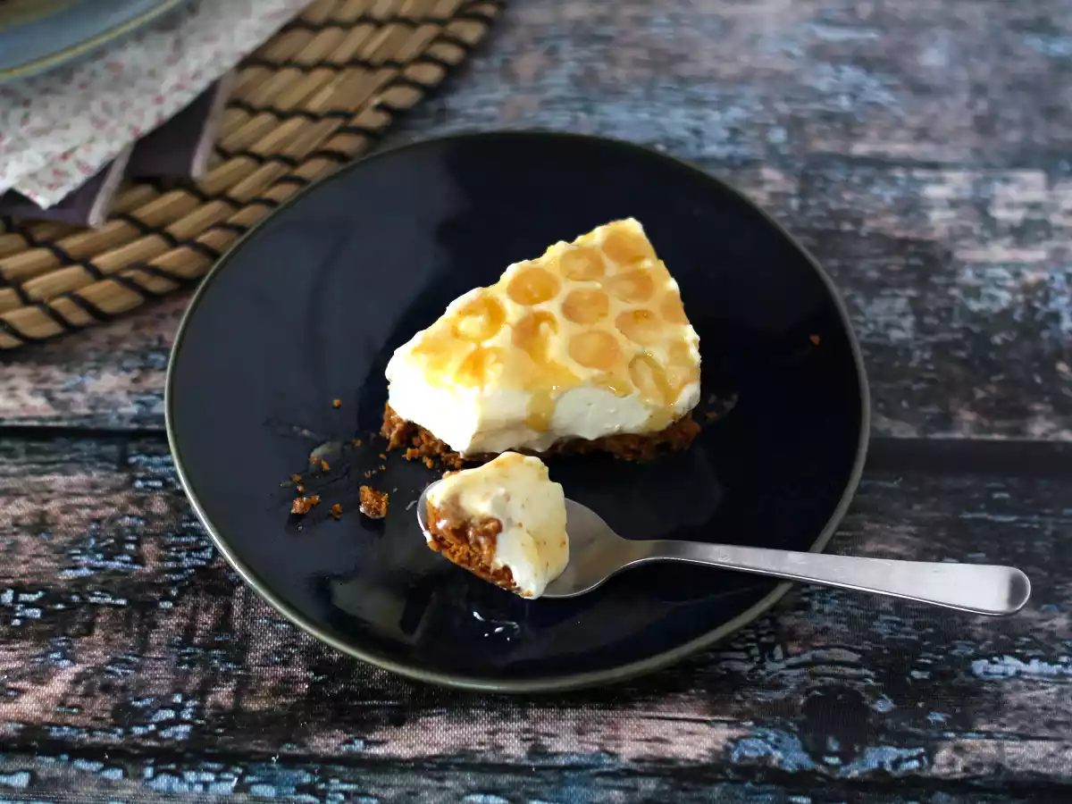 No-Bake-Käsekuchen mit Zitrone und Honig (Tutorial zur Kuchendekoration) - foto 4