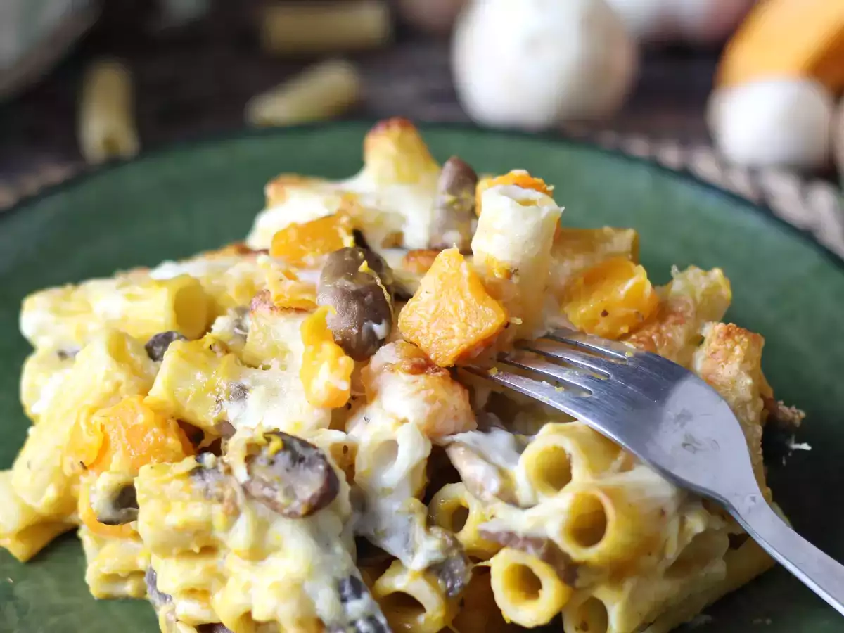 Nudelauflauf mit Kürbis und Champignons : cremig und vegetarisch - foto 2