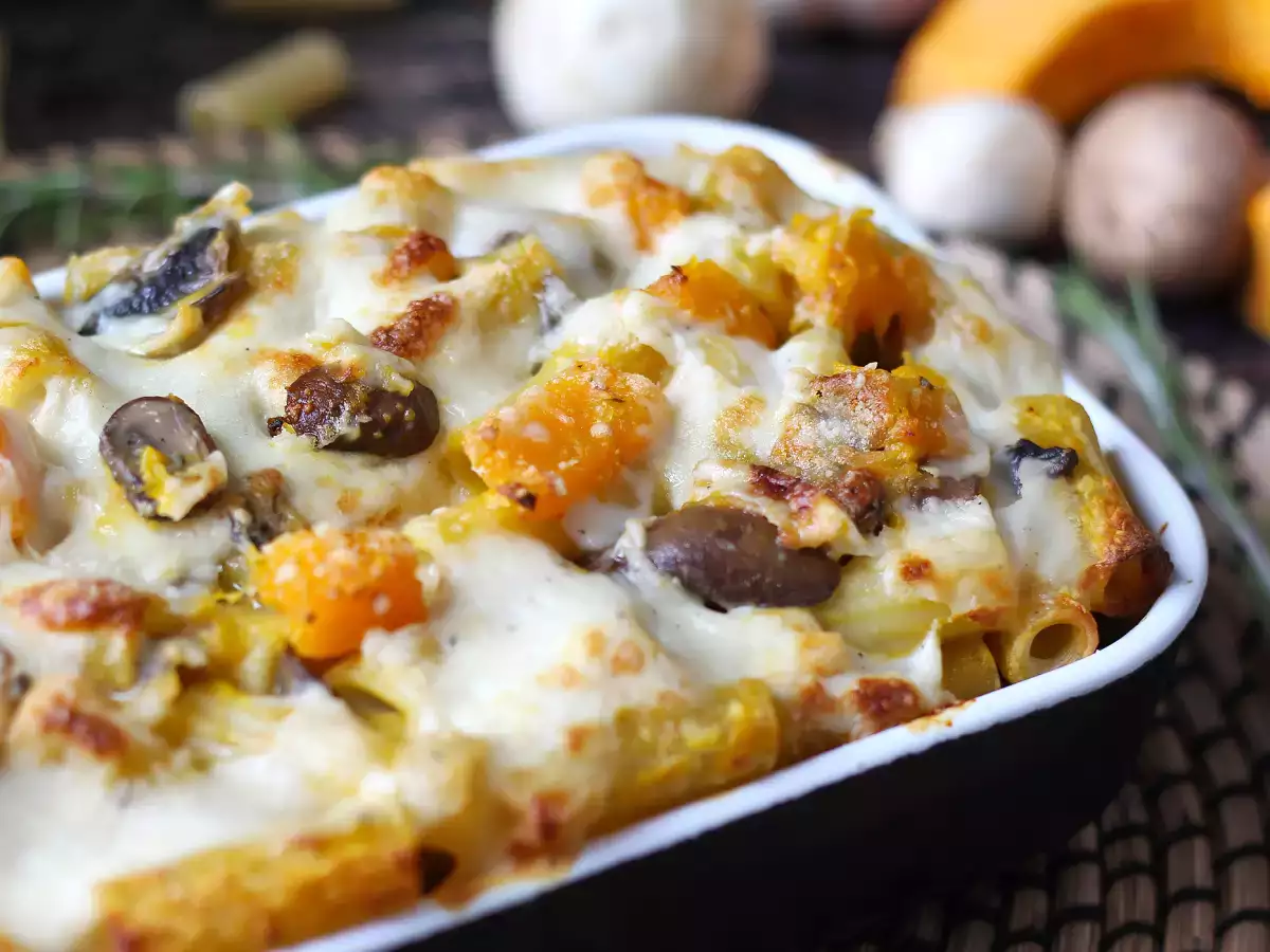 Nudelauflauf mit Kürbis und Champignons : cremig und vegetarisch - foto 3